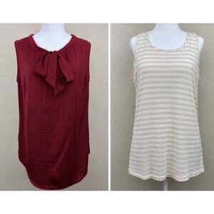 Cabi bundle of  2 tops size M striped tank/ wine sleeveless blouse